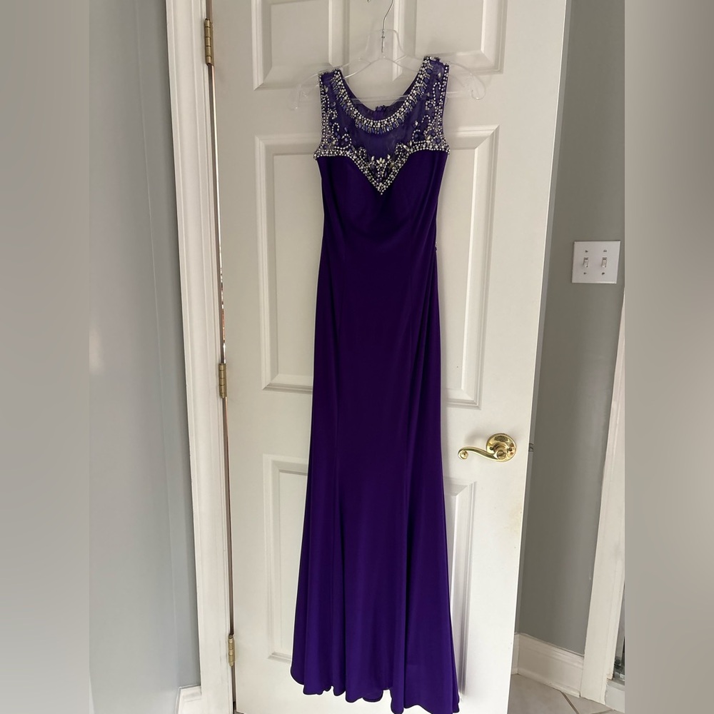 Elegant Purple Beaded Evening Gown